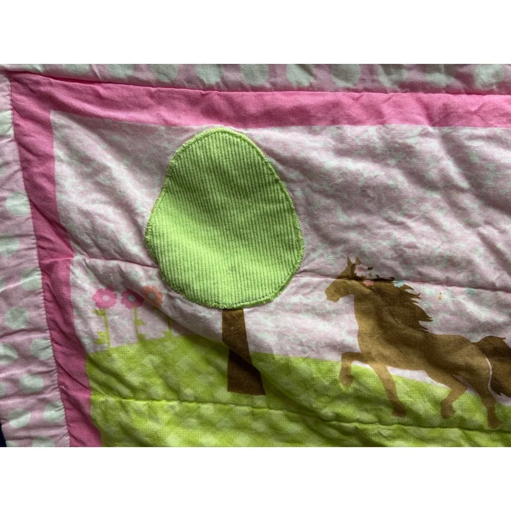 Circo Baby Pillowcase Pink Green Horse Farm Barn Polka Dot Gingham Blanket